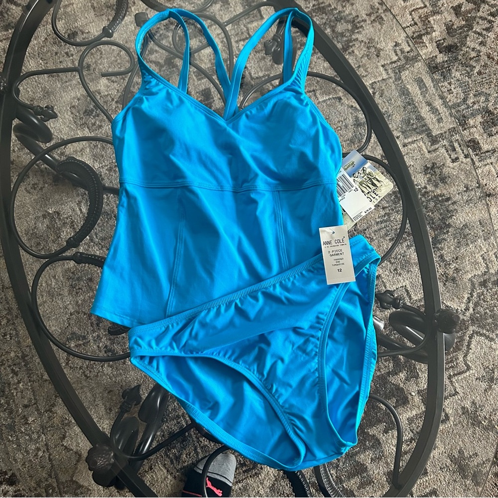 NWT Anne Cole Vibrant Blue Two Piece Swimwear